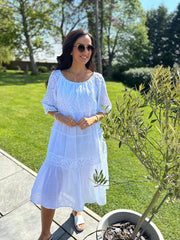 White Broderie Bardot Dress Orla