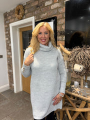 Grey Button Detail Knit Dress Harley