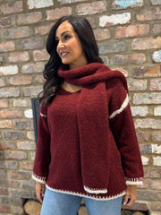 Wine Blanket Stitch Two Piece Knit Leanne