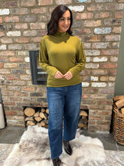 Olive Button Detail Roll Neck Eliza