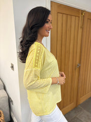 Yellow Marl Crochet Detail Top Cora