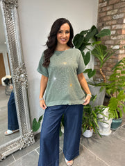 Khaki Bubble Cotton Starburst Top Belle