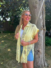 Lemon Mocha Coral Print Blouse Stacey