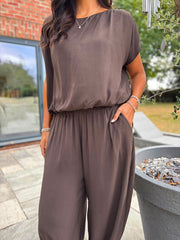 Chocolate Two Piece Trouser Set Sara