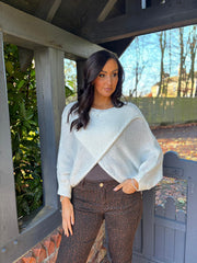 Winter White Knitted Wrap Jumper Nell