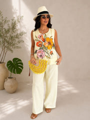 Lemon Sleeveless Floral Co-Ord Daphne