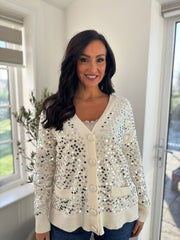 Antique Cream Sequin Sparkle Cardi Gemma