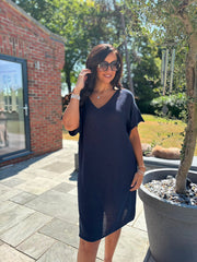 Navy Fine Knit Dress Orla