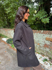 Black Stud Detail Coat Meredith