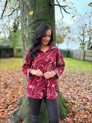 Wine Swirl Collared Knit Daphne