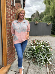 Rose Luxury Collared Floral Knit Eve