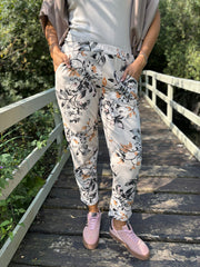 Stone Floral Print Trousers Isla