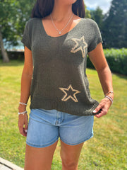 Khaki Star Knit Top Devon