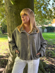 Grey Soft Touch Stripe Jacket Debbie