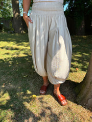 Stone Smocked Waist Hareem Trousers