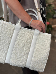 Winter White Sherpa Tote Bag