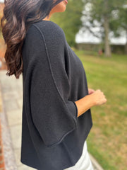 Black V-Neck Reverse Seam Knit Diana