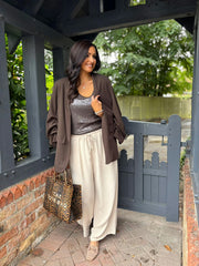 Stone Wide Leg Pocket Trousers Claudia