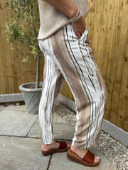 Mocha Brushed Stripe Trousers Sadie