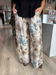 Stone Shimmer Floral Trousers Adele