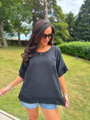 Black Multi Hole Detail Top Terri