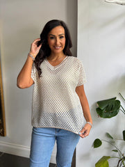 Gold Open Knit Top Karen