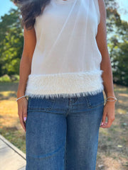 Stone Fluffy Hem Knitted Tank Gina