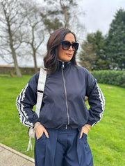 Navy Lace Detail Zip Jacket Stevie