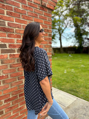 Navy Polka Dot Top Everly