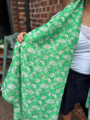 Green Gold Detail Carnation Scarf