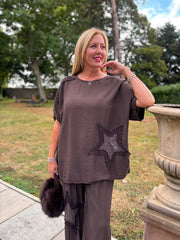 Chocolate Sequin Star Top Taryn