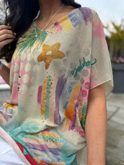 Gold Longline Multi Pattern Shimmer Top Helena