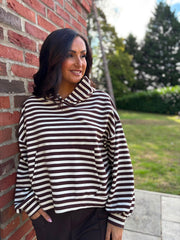Chocolate & Cream Striped Hoodie Ella