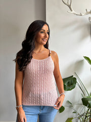 Pink Beaded Strap Knit Vest Belle