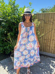 Blue Tropical Tassel Dress Seren