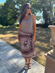 Chocolate Longline Celestial Sun Wrap Skirt