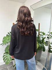 Black Brooch Tie Front Blouse Megan