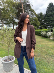 Chocolate Pinstripe Take You Anywhere Jacket