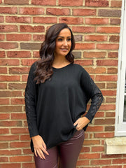 Black Diamante Sleeve Knit Amelia