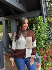 Chocolate Block Stitch Cardigan Maisie