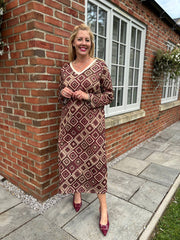 Wine Diamond Shimmer Dress Freya