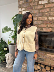 Antique Cream Sherpa Gilet Kiera