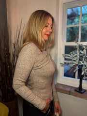 Mocha Twist Front Ribbed Top Emma