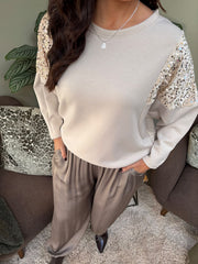 Stone Sequin Panel Sweatshirt Victoria