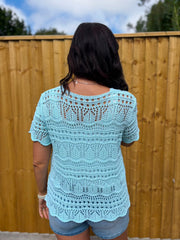 Mint Crochet Knit Top Selina