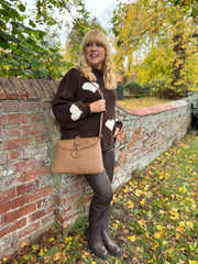 Chocolate & White Chunky Heart Knit Toni