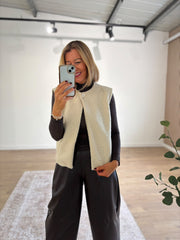 Stone Boucle Button Waistcoat Rachel