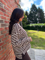 Cream Striped Sweat Top Mollie