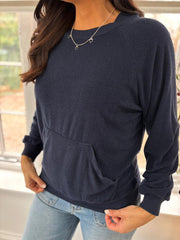 Navy Terry Towel Pocket Sweatshirt Andrada