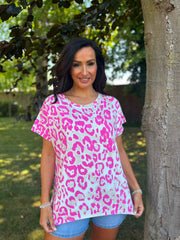 Lipstick Pink Leopard Tee Reese